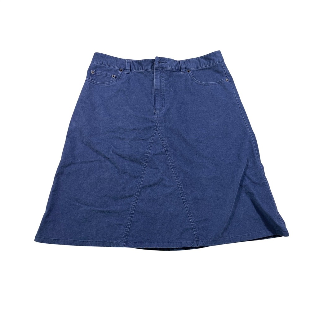 L.L.Bean 14 Petiteโ Blue Corduroy A-Line Midi Skirt Cotton Classic